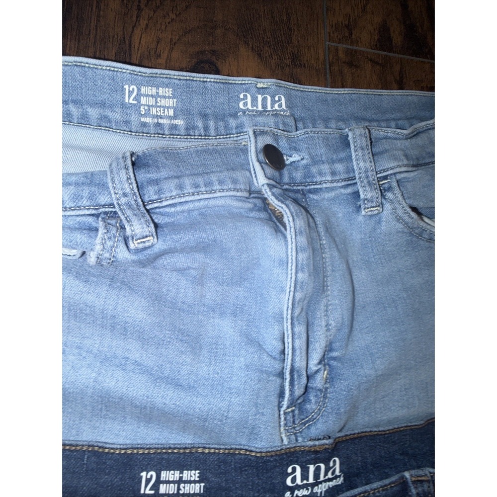 ANA A New Approach Jean Shorts Sz 12 Cuffed Blue Denim Set Of 4 Summer - Picture 3 of 8